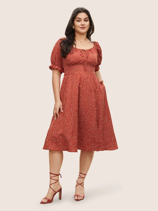 Sheath midi dresses with beaded embellishments for a formal occasion Polka Dot Ties Lantern Sleeve Gathered Dress Sheath midi dresses with beaded embellishments for a formal occasion Polka Dot Ties Lantern Sleeve Gathered Dress