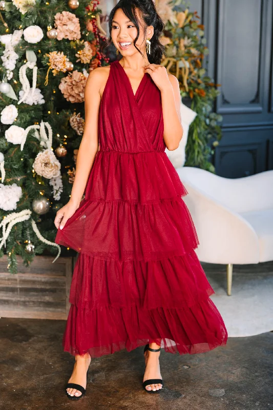 Wrap - style midi dresses in silk for a sophisticated office look Know Your Way Crimson Red Midi Dress Wrap - style midi dresses in silk for a sophisticated office look Know Your Way Crimson Red Midi Dress