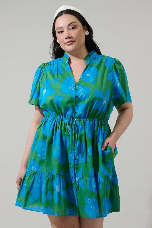 Mini dresses with abstract prints for an artistic look Rori Floral Amo Button Up Mini Dress Curve Mini dresses with abstract prints for an artistic look Rori Floral Amo Button Up Mini Dress Curve