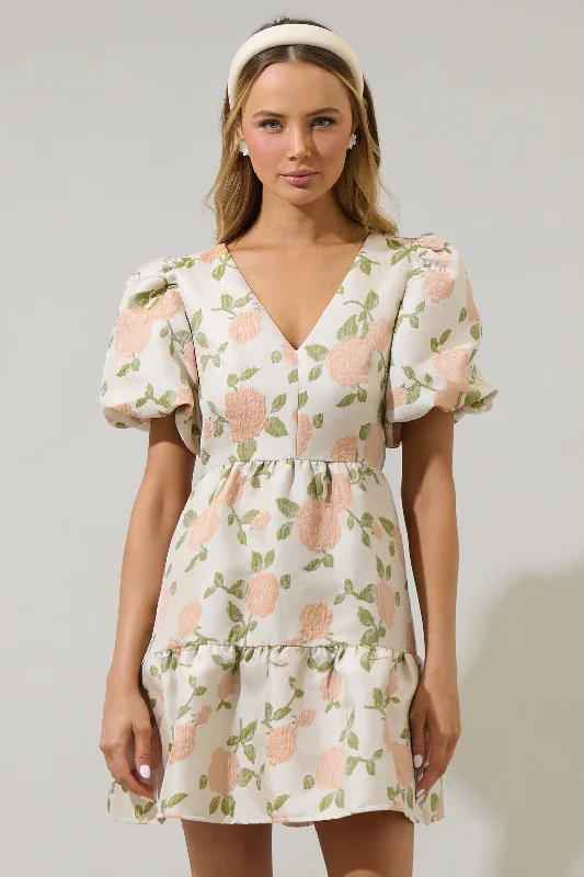 Mini dresses with geometric prints for a modern aesthetic Bida Jacquard Floral May Tiered Mini Dress Mini dresses with geometric prints for a modern aesthetic Bida Jacquard Floral May Tiered Mini Dress
