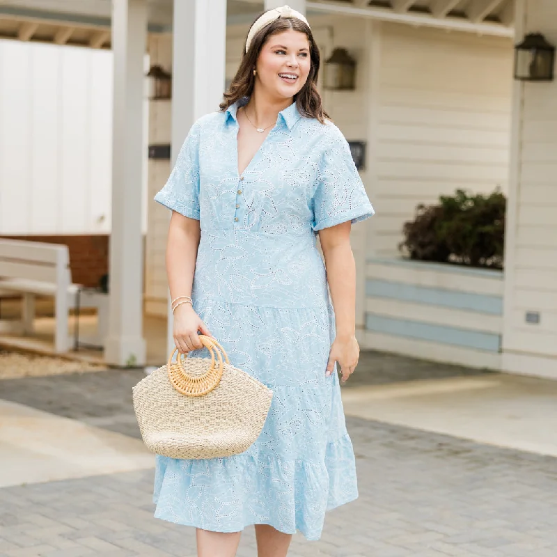 Midi dresses with ribbed textures for a unique and tactile appearance Meet Me In The Hamptons Dress, Blue Midi dresses with ribbed textures for a unique and tactile appearance Meet Me In The Hamptons Dress, Blue