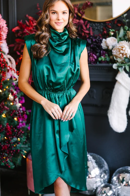 Midi dresses with embroidered accents for a unique and detailed design All Eyes On You Emerald Green Satin Midi Dress Midi dresses with embroidered accents for a unique and detailed design All Eyes On You Emerald Green Satin Midi Dress