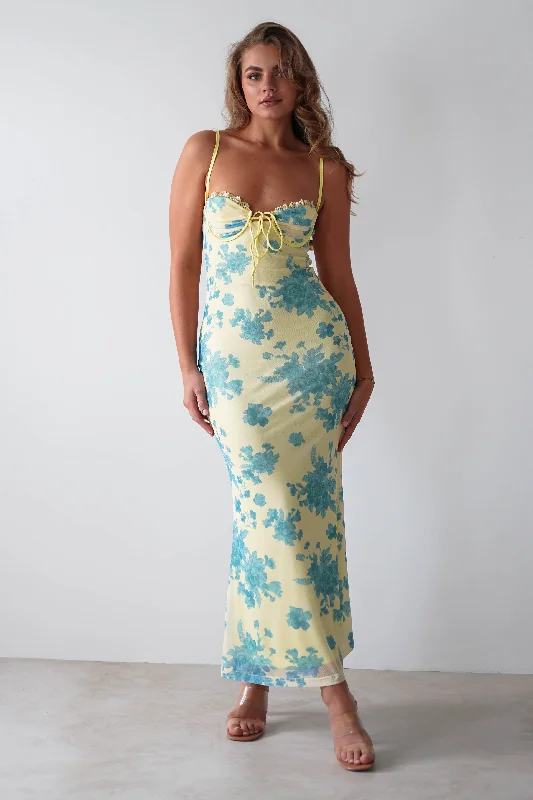 A - line midi dresses with floral prints for spring brunches Francesca Bodycon Maxi Dress | Yellow Print A - line midi dresses with floral prints for spring brunches Francesca Bodycon Maxi Dress | Yellow Print