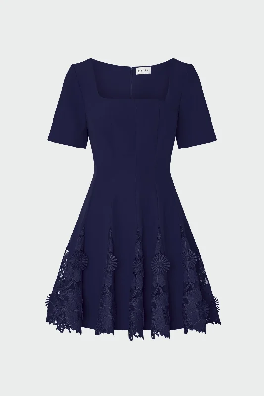 Mini dresses with abstract prints for an artistic look Joy Lace Combo Mini Godet Dress Mini dresses with abstract prints for an artistic look Joy Lace Combo Mini Godet Dress
