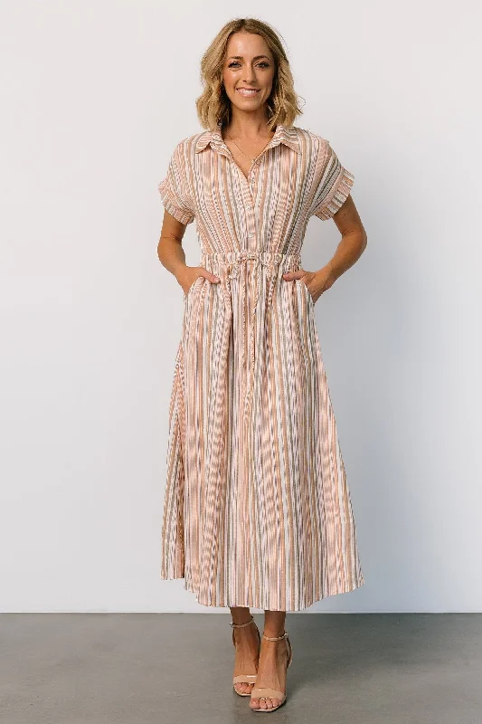 Sleeveless midi dresses with lace details for summer weddings Carole Midi Dress | Multi Stripe Sleeveless midi dresses with lace details for summer weddings Carole Midi Dress | Multi Stripe