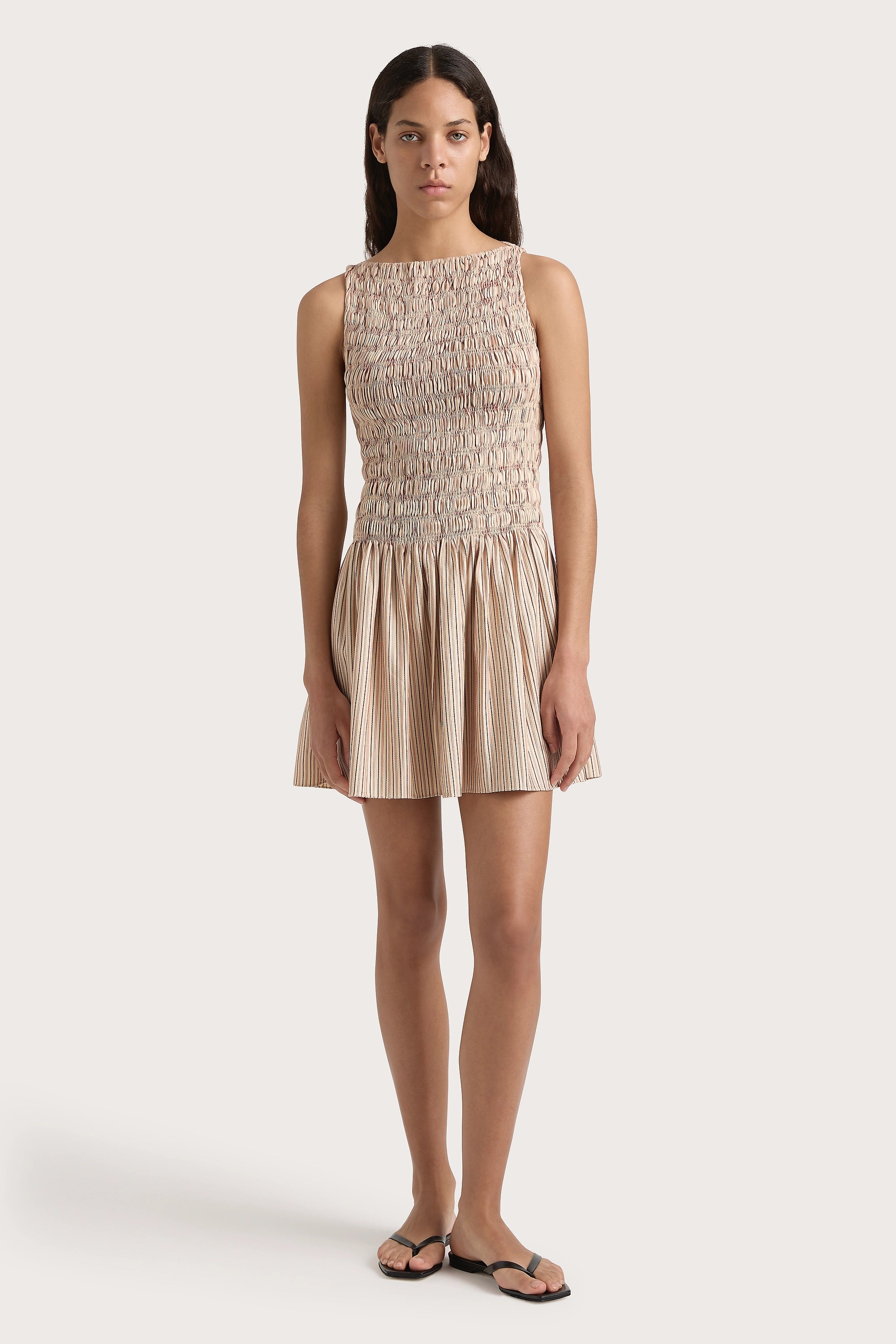 Mini dresses with beaded embellishments for a fancy event Noa Mini Dress Pinstripe Garnet Blush Mini dresses with beaded embellishments for a fancy event Noa Mini Dress Pinstripe Garnet Blush