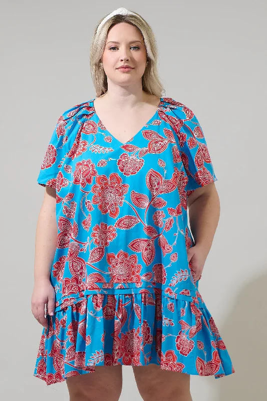 Mini dresses with ruched bodices for a feminine touch Ripon Floral Seruma Drop Waist Shift Dress Curve Mini dresses with ruched bodices for a feminine touch Ripon Floral Seruma Drop Waist Shift Dress Curve