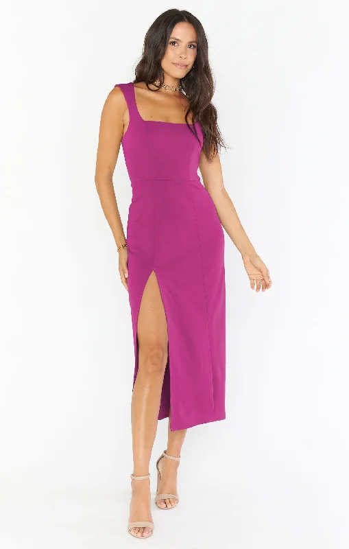 Midi dresses with satin - finish fabrics for a luxurious feel Eden Midi Dress ~ Fuchsia Rose Stretch Crepe Midi dresses with satin - finish fabrics for a luxurious feel Eden Midi Dress ~ Fuchsia Rose Stretch Crepe