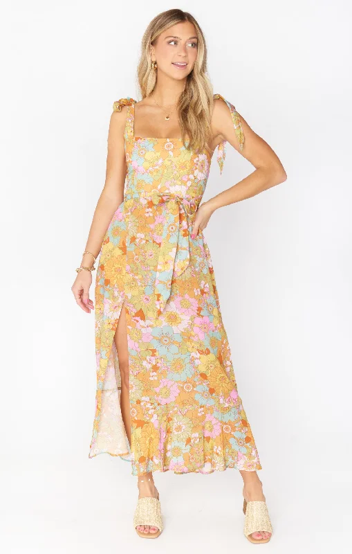 Wrap - style midi dresses in silk for a sophisticated office look Claire Midi Dress ~ Groovy Blooms Wrap - style midi dresses in silk for a sophisticated office look Claire Midi Dress ~ Groovy Blooms
