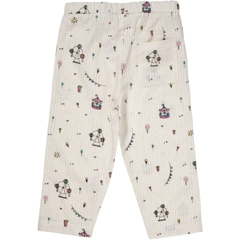 Flare Leg Women's Satin Trousers for a Glamorous Night OutCopenhagen Colors Cream Tivoli Print Printed Pants Flare Leg Women's Satin Trousers for a Glamorous Night OutCopenhagen Colors Cream Tivoli Print Printed Pants