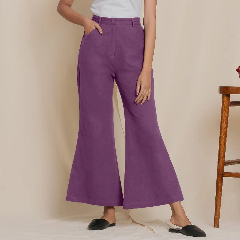 Plus Size Women's Patchwork - Design Jeans for a Unique AppearanceGrape Wine Warm Cotton Flannel Bootcut Pant Plus Size Women's Patchwork - Design Jeans for a Unique AppearanceGrape Wine Warm Cotton Flannel Bootcut Pant