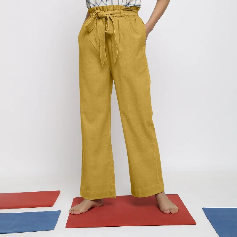 Ankle - Length Women's Printed Joggers for TravelingLight Yellow 100% Cotton Elasticated Wide Legged Paperbag Pant Ankle - Length Women's Printed Joggers for TravelingLight Yellow 100% Cotton Elasticated Wide Legged Paperbag Pant
