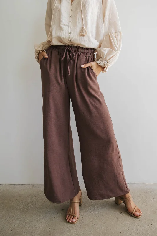 Women's Straight - Leg Linen Pants for a Breezy Summer LookMina Wide Leg Pants in Mocha Women's Straight - Leg Linen Pants for a Breezy Summer LookMina Wide Leg Pants in Mocha
