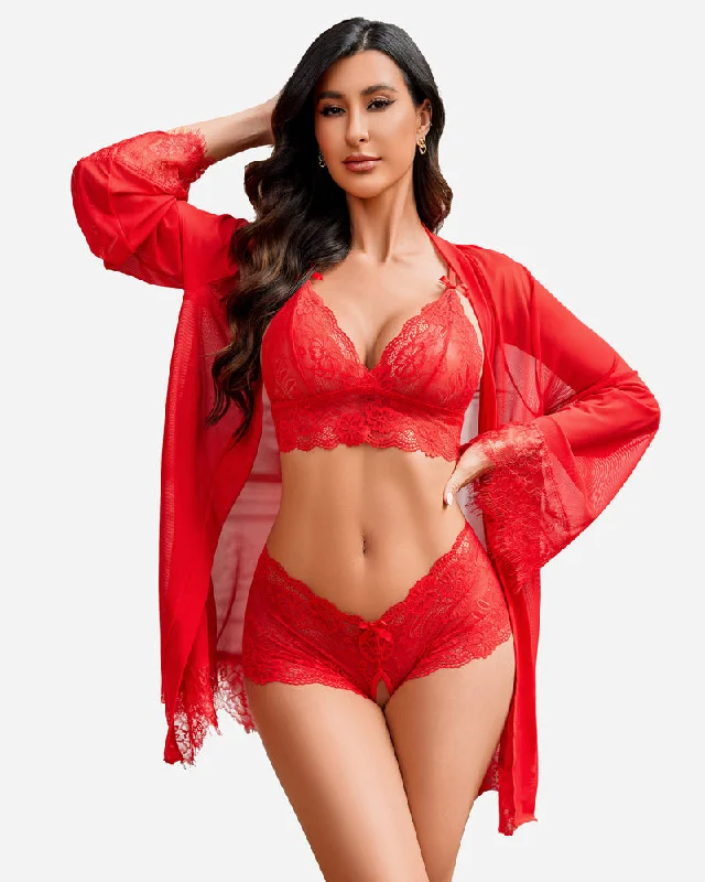 printed women bra and panty sets with floral patterns3 Piece Lace Kimono Robe with Bra and Panty printed women bra and panty sets with floral patterns3 Piece Lace Kimono Robe with Bra and Panty