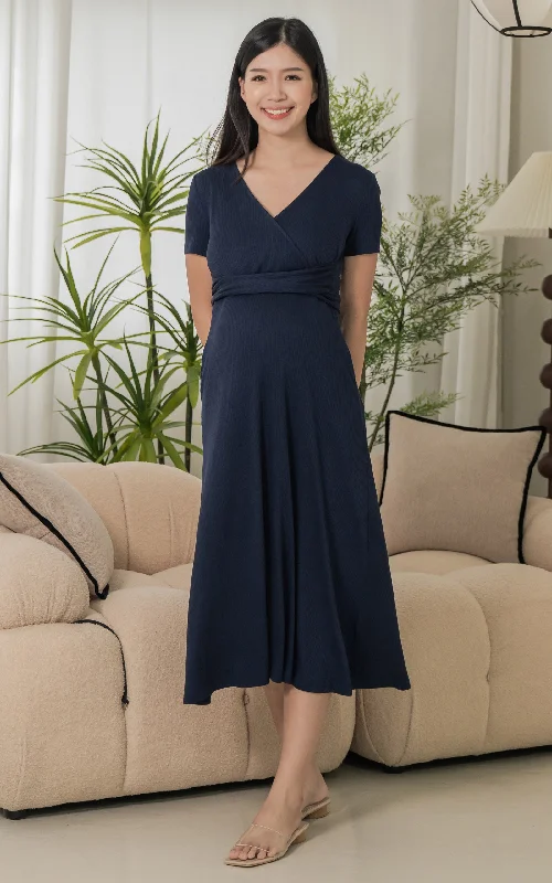 luxury brand women nursing bra[BACKORDER] Ximena Knitted Nursing Dress in Navy