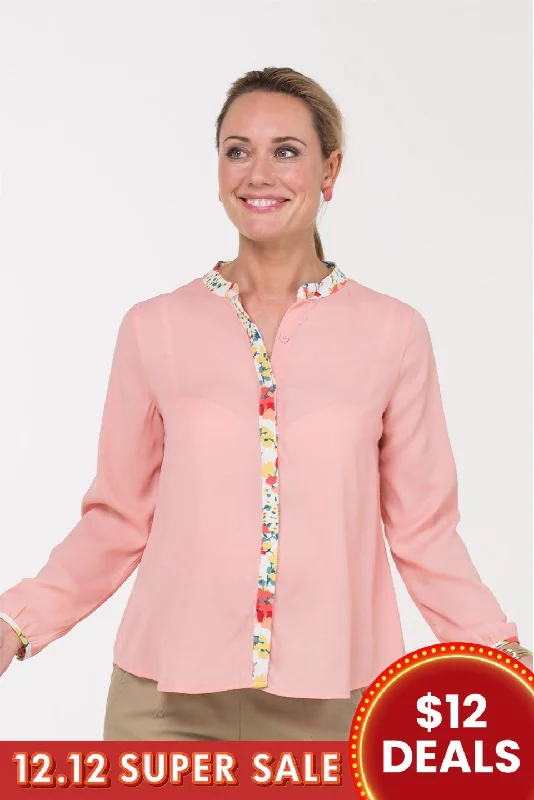 supportive eco - friendly women nursing braBlaise Mandarin Collar Top Pink