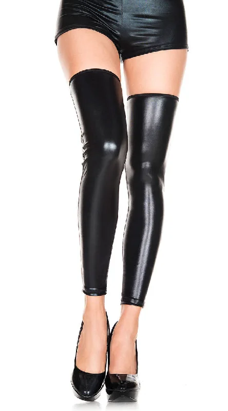 teddy women lingerie for a seductive appealFootless Wet Look Thigh Highs