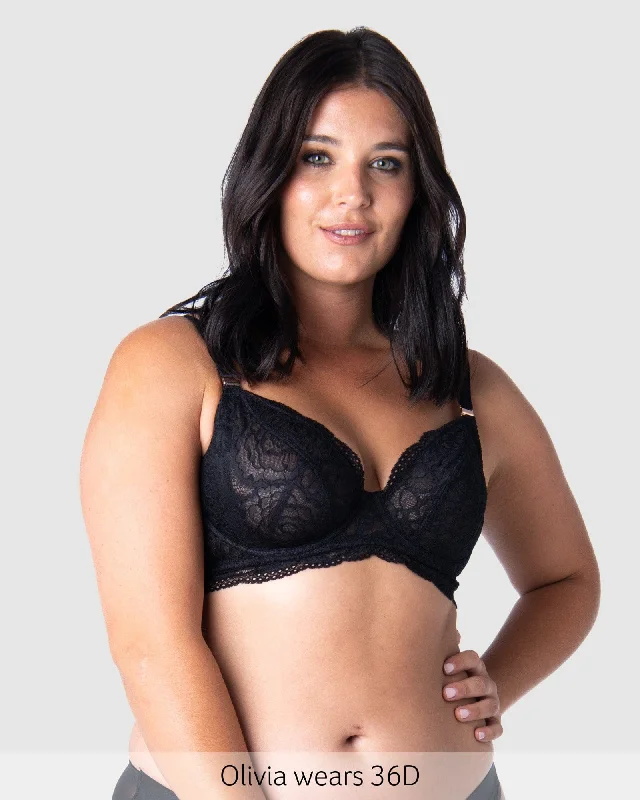 sleep - friendly easy - access women nursing braHeroine Plunge Nursing Bra - Black