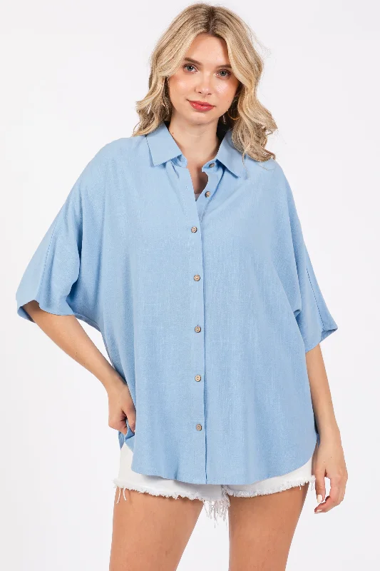lace trim women nursing bra for a feminine touchLight Blue Linen Dolman Half Sleeve Button Down Top lace trim women nursing bra for a feminine touchLight Blue Linen Dolman Half Sleeve Button Down Top
