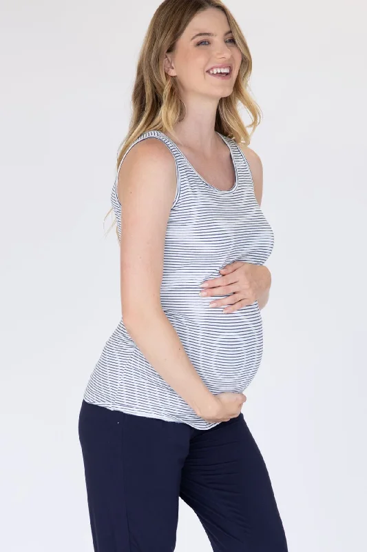 coordinating women nursing bra with maternity wearMaya Nursing Sleeveless Pull Up Tank Top - Navy Stripes coordinating women nursing bra with maternity wearMaya Nursing Sleeveless Pull Up Tank Top - Navy Stripes