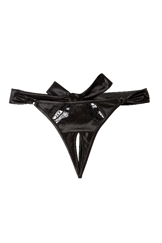 petite women lingerie for a flattering fitPlayful Promises Wren Black Satin and Lace Ouvert Thong Panty 03205 petite women lingerie for a flattering fitPlayful Promises Wren Black Satin and Lace Ouvert Thong Panty 03205