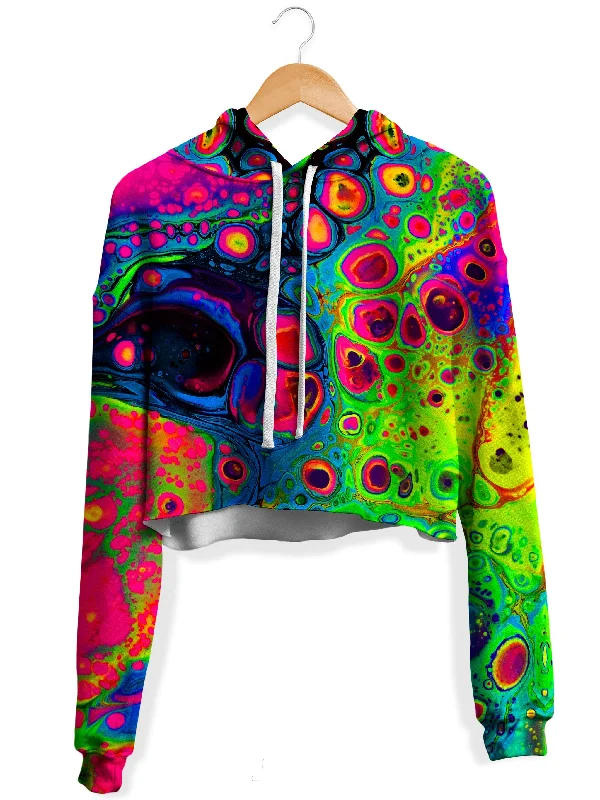 Women's tie - dye hoodie in bright colors for a retro and eye - catching style90s Trip Fleece Crop Hoodie Women's tie - dye hoodie in bright colors for a retro and eye - catching style90s Trip Fleece Crop Hoodie