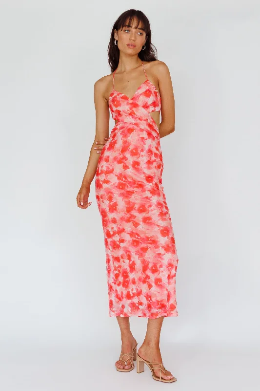 Mermaid - Style Women Dress with a Fitted Silhouette for Special OccasionsAlivia Tied Back Maxi Dress Floral Red Mermaid - Style Women Dress with a Fitted Silhouette for Special OccasionsAlivia Tied Back Maxi Dress Floral Red