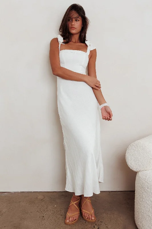 Mermaid - Style Women Dress with a Fitted Silhouette for Special OccasionsAppreciate You Tied Shoulder Maxi Dress White Mermaid - Style Women Dress with a Fitted Silhouette for Special OccasionsAppreciate You Tied Shoulder Maxi Dress White