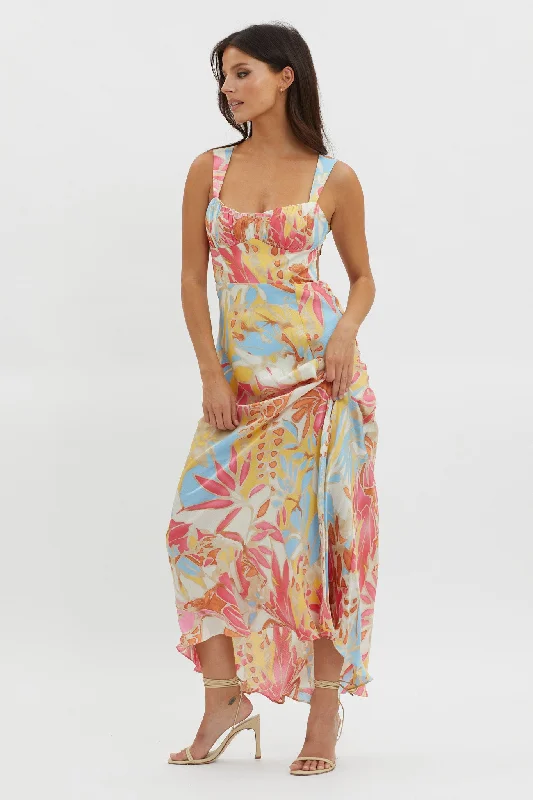 Ruffled Women Dress with Multiple Layers for a Playful and Girly StyleCasuarina Gathered Bust Midi Dress Blue Ruffled Women Dress with Multiple Layers for a Playful and Girly StyleCasuarina Gathered Bust Midi Dress Blue