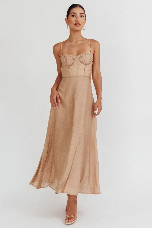 Little Black Women Dress with Sequins for a Glamorous Night OutEchoes Tied Back A-Line Midi Dress Taupe Little Black Women Dress with Sequins for a Glamorous Night OutEchoes Tied Back A-Line Midi Dress Taupe