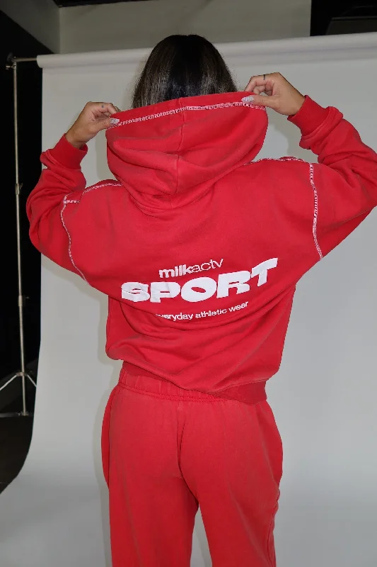 Women's sweatshirt with a mesh panel insert for breathability during workoutsMilkACTV Sport French Terry Hoodie Women's sweatshirt with a mesh panel insert for breathability during workoutsMilkACTV Sport French Terry Hoodie