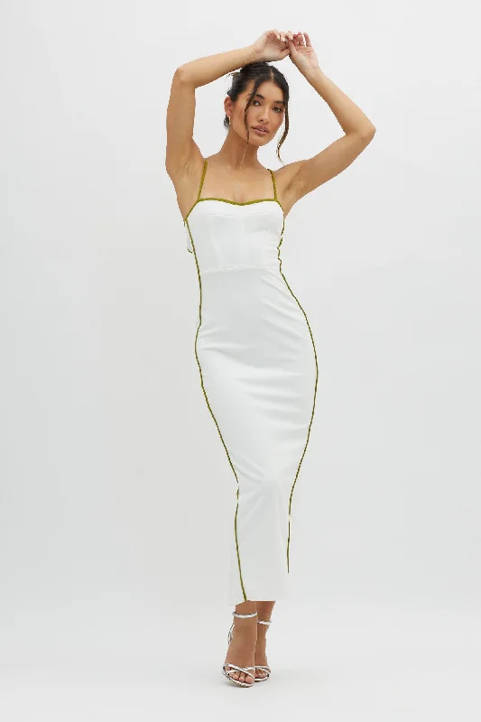 Printed Abstract Women Dress for a Modern and Artistic AppealFuture Awaits Lace-Up Back Midi Dress White Printed Abstract Women Dress for a Modern and Artistic AppealFuture Awaits Lace-Up Back Midi Dress White