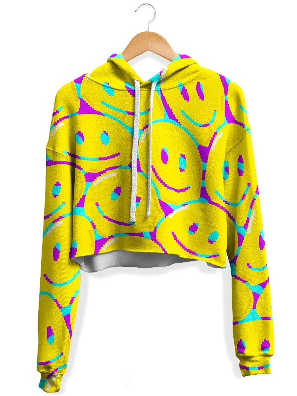 Women's pullover hoodie with a side slit for a modern and relaxed fitHappy Tabs Fleece Crop Hoodie Women's pullover hoodie with a side slit for a modern and relaxed fitHappy Tabs Fleece Crop Hoodie