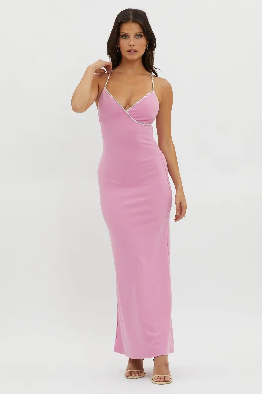 Sheath Women Dress with a Tailored Fit for a Professional LookHarleigh Diamante Strap Tied Back Dress Pink Sheath Women Dress with a Tailored Fit for a Professional LookHarleigh Diamante Strap Tied Back Dress Pink