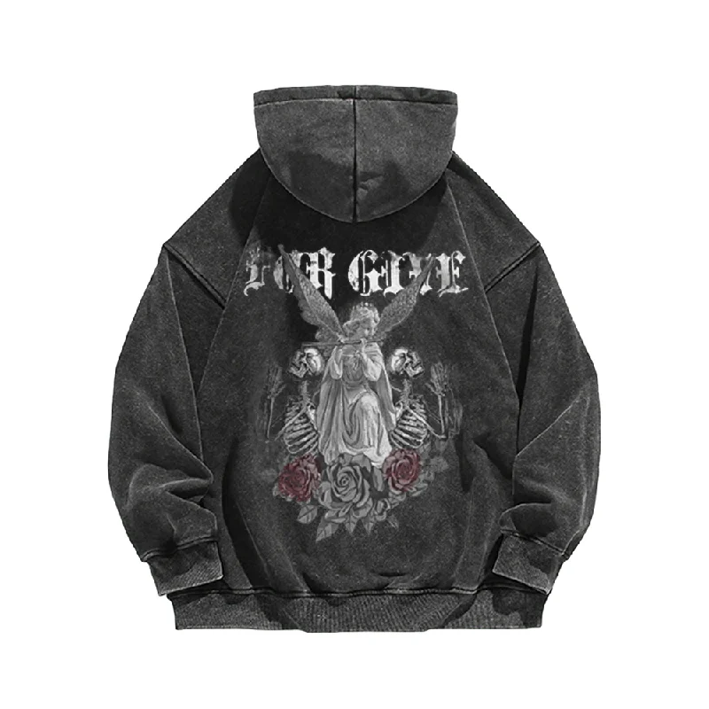 Women's hoodie with a detachable hood for customizable stylingHigh Street Angel Rose Washed Hoodie Women's hoodie with a detachable hood for customizable stylingHigh Street Angel Rose Washed Hoodie