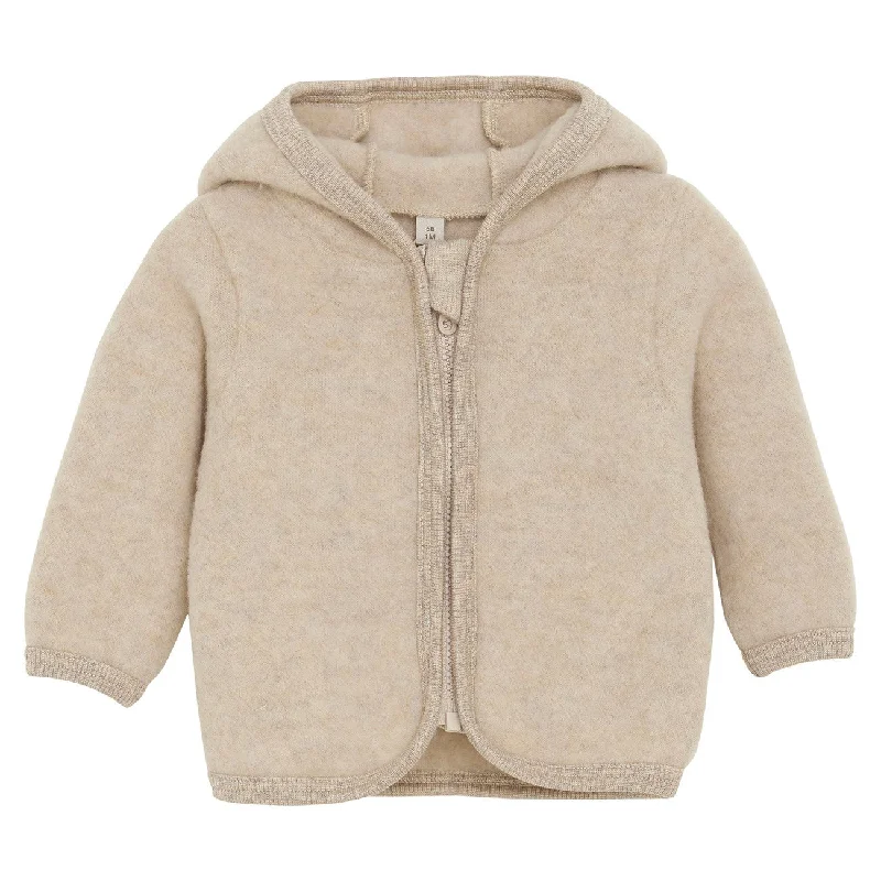 Women's cropped leather jackets with silver zippers for a punk - inspired outfitHuttelihut Camel Melange Jacket Ears Wool Fleece Women's cropped leather jackets with silver zippers for a punk - inspired outfitHuttelihut Camel Melange Jacket Ears Wool Fleece