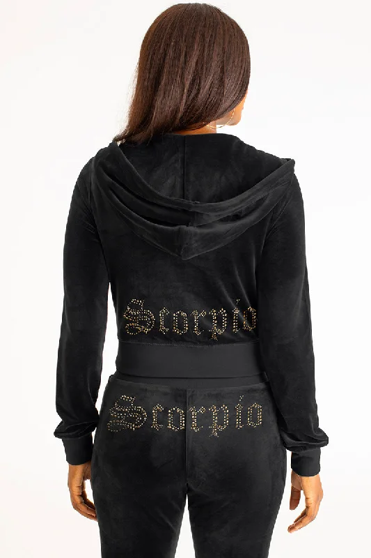Women's fleece - lined hoodie with thumbholes for warmth in winterScorpio Big Bling Velour Hoodie Women's fleece - lined hoodie with thumbholes for warmth in winterScorpio Big Bling Velour Hoodie