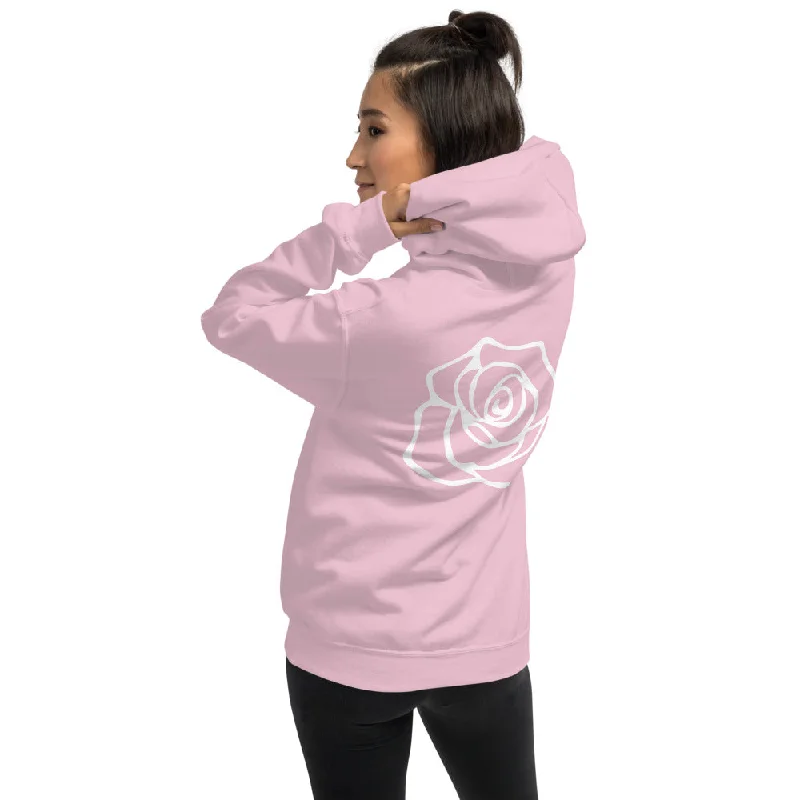 Women's color - block hoodie combining bold hues for a fashion - forward statementKIC Lifestyle Rose Print Hoodie in Pink Women's color - block hoodie combining bold hues for a fashion - forward statementKIC Lifestyle Rose Print Hoodie in Pink