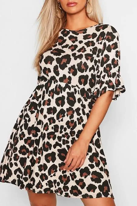 Sleeveless Women Dress in Bright Colors for Summer PartiesLeopard Print Smock Dress Top Sleeveless Women Dress in Bright Colors for Summer PartiesLeopard Print Smock Dress Top
