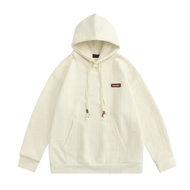 Women's hoodie with a detachable hood for customizable stylingLoose Solid Color Twist Check Hoodie Women's hoodie with a detachable hood for customizable stylingLoose Solid Color Twist Check Hoodie