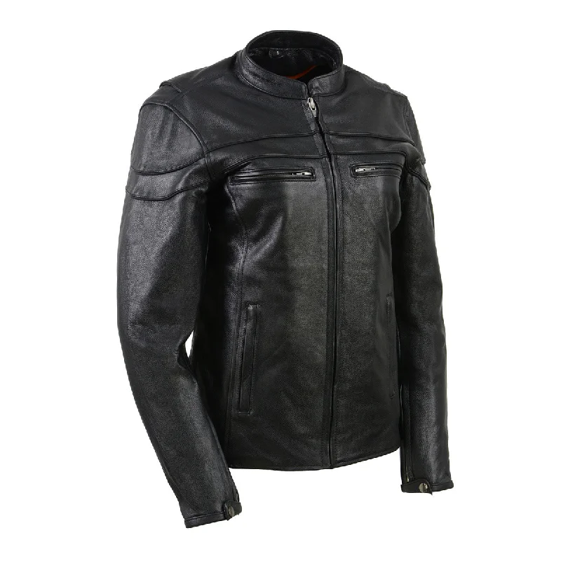 Women's moto jackets with a lace - up front for a unique and stylish touchMilwaukee Leather SH8011 Women's Black Leather Sporty Scooter Crossover Biker Jacket Women's moto jackets with a lace - up front for a unique and stylish touchMilwaukee Leather SH8011 Women's Black Leather Sporty Scooter Crossover Biker Jacket