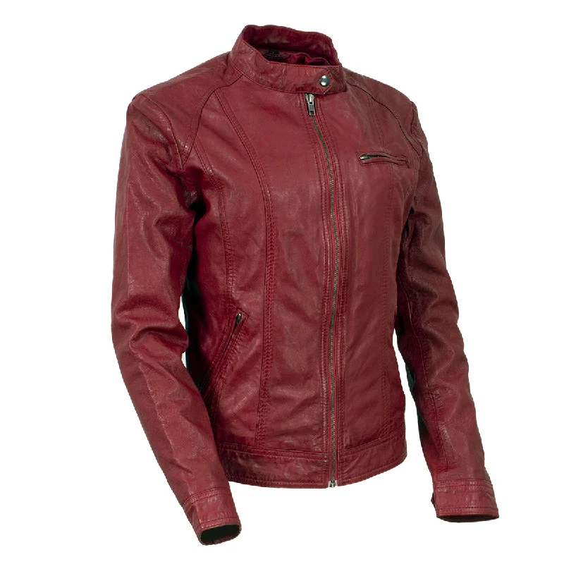 Women's cropped satin jackets in pastel shades for a glamorous evening outMilwaukee Leather Vintage SFL2811 Women's Red Zipper Front Motorcycle Casual Fashion Leather Jacket Women's cropped satin jackets in pastel shades for a glamorous evening outMilwaukee Leather Vintage SFL2811 Women's Red Zipper Front Motorcycle Casual Fashion Leather Jacket