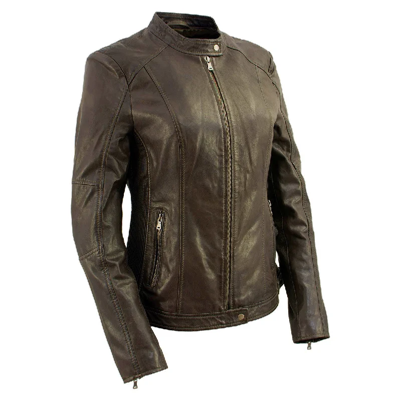 Women's bomber jackets with a holographic finish for a futuristic and eye - catching lookMilwaukee Leather Vintage SFL2813 Women's Brown Leather Moto Style Fashion Jacket Women's bomber jackets with a holographic finish for a futuristic and eye - catching lookMilwaukee Leather Vintage SFL2813 Women's Brown Leather Moto Style Fashion Jacket