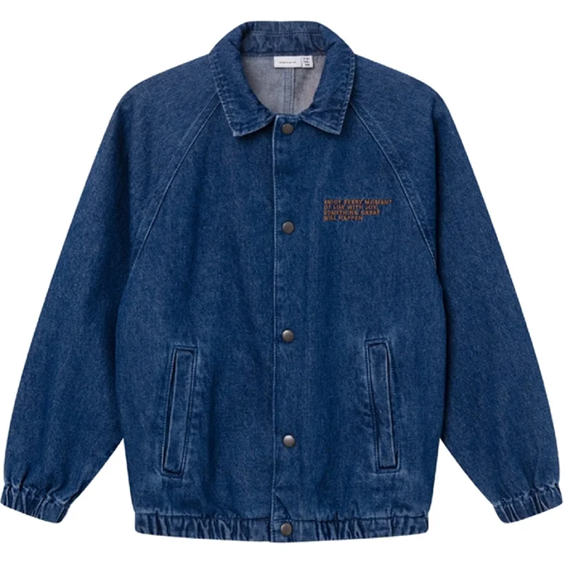 Women's waterproof rain jackets in bright yellow for high - visibility outdoor activitiesName it Dark Blue Denim Kasper Denim Shirt Women's waterproof rain jackets in bright yellow for high - visibility outdoor activitiesName it Dark Blue Denim Kasper Denim Shirt