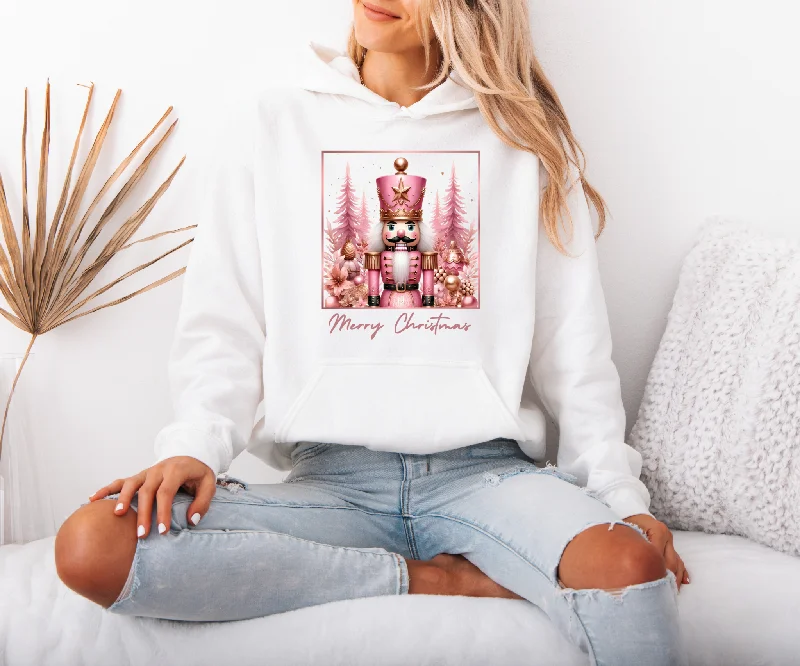 Women's long - sleeve cropped sweatshirt with ribbed cuffs for a snug fitPink Nutcracker Oversized Hoodie Women's long - sleeve cropped sweatshirt with ribbed cuffs for a snug fitPink Nutcracker Oversized Hoodie