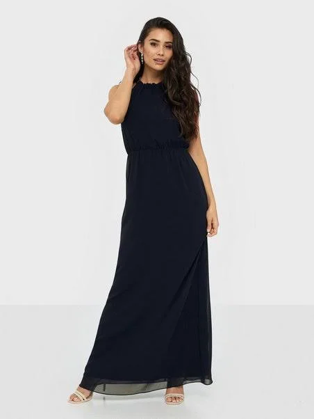Lace - Embellished Women Dress for an Elegant and Sophisticated AppearancePretty Flounce Gown Navy Lace - Embellished Women Dress for an Elegant and Sophisticated AppearancePretty Flounce Gown Navy