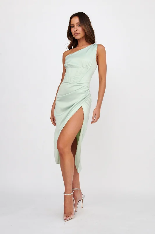 Little Black Women Dress with Sequins for a Glamorous Night OutRyhana One-Shoulder Split Midi Dress Mint Little Black Women Dress with Sequins for a Glamorous Night OutRyhana One-Shoulder Split Midi Dress Mint