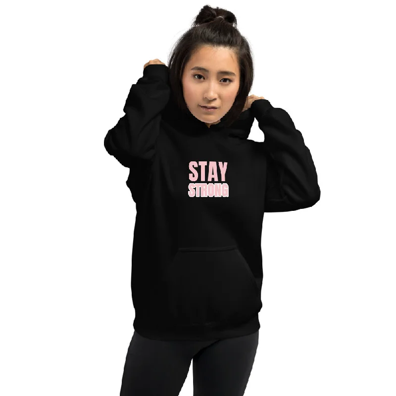 Women's color - block hoodie combining bold hues for a fashion - forward statementStay Strong Hoodie in Black Women's color - block hoodie combining bold hues for a fashion - forward statementStay Strong Hoodie in Black