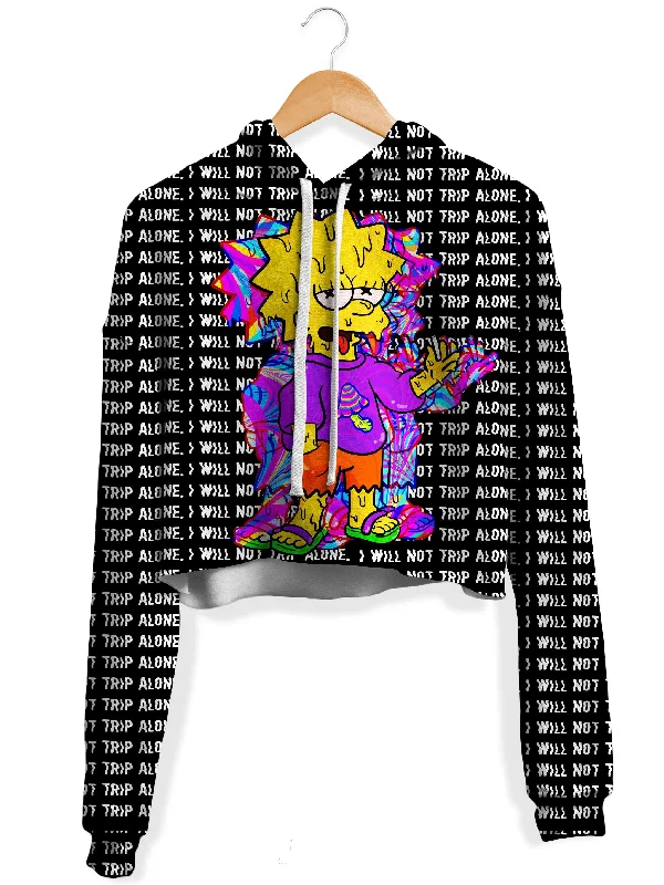 Women's fleece - lined hoodie with thumbholes for warmth in winterTripping With Her Fleece Crop Hoodie Women's fleece - lined hoodie with thumbholes for warmth in winterTripping With Her Fleece Crop Hoodie