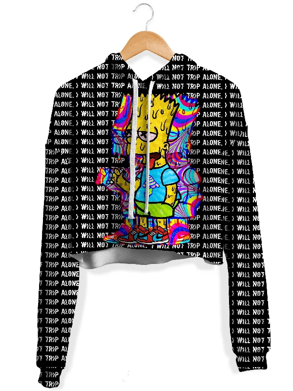 Women's zip - front sweatshirt with contrast stitching for a sporty aestheticTripping With Him Fleece Crop Hoodie Women's zip - front sweatshirt with contrast stitching for a sporty aestheticTripping With Him Fleece Crop Hoodie